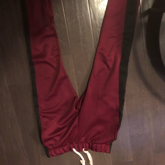 Burgundy with the black stripe track pants - Picture 2 of 2